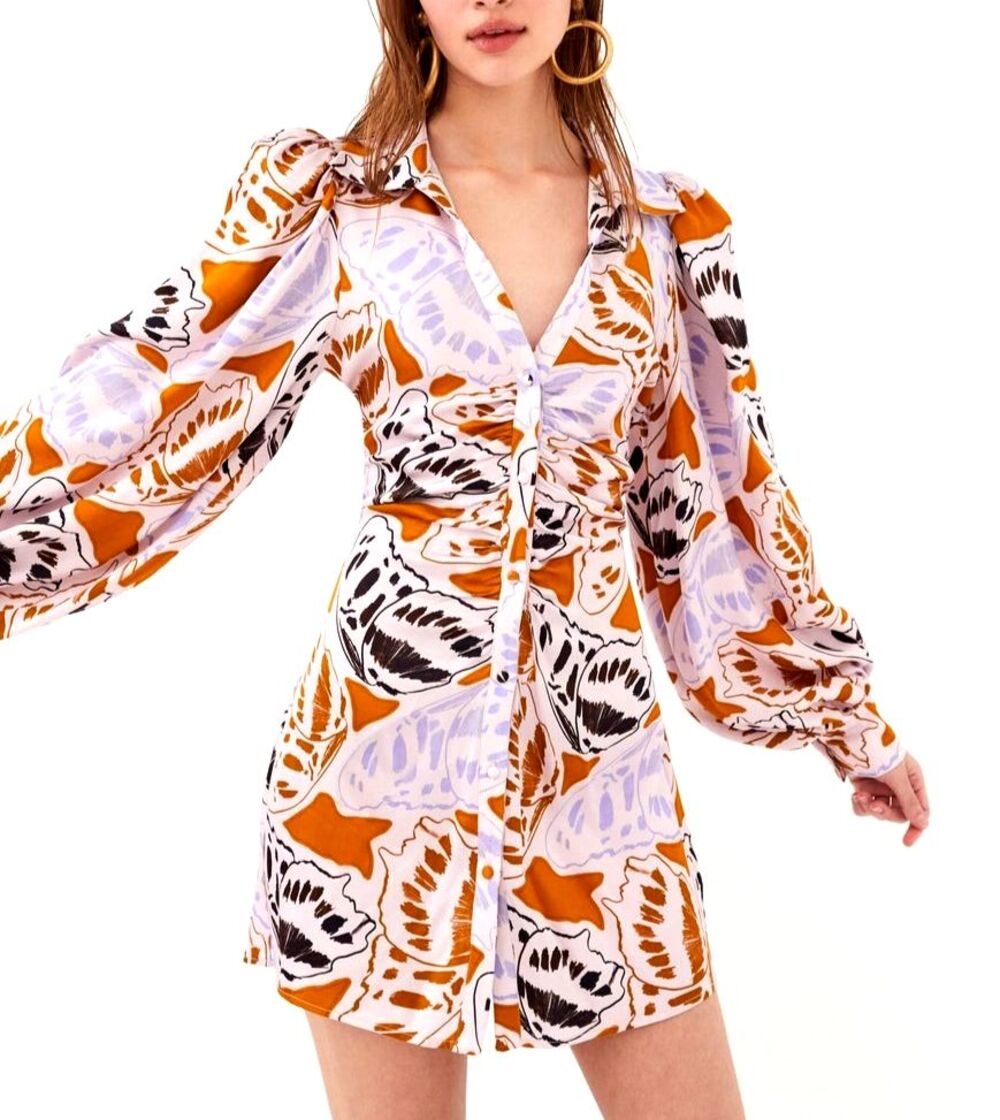 For Love & Lemons Esmeralda Dress Romantic Butterfly Print Button Up NEW READ